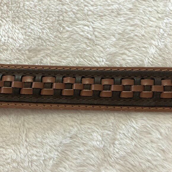 TWO Tone Brown Weaved Leather Belt Size 36" - Picture 7 of 9